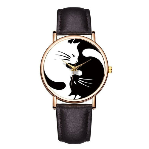 Black And White Cat Design Creative Watch For Women