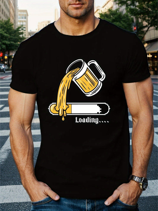 Beer Load Printed T-shirt, Men's T-shirt, Summer Casual Short Sleeved