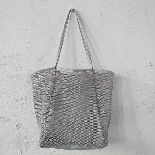 Spring Summer Solid Color Hollow Mesh Tote Bag Large Capacity Travel