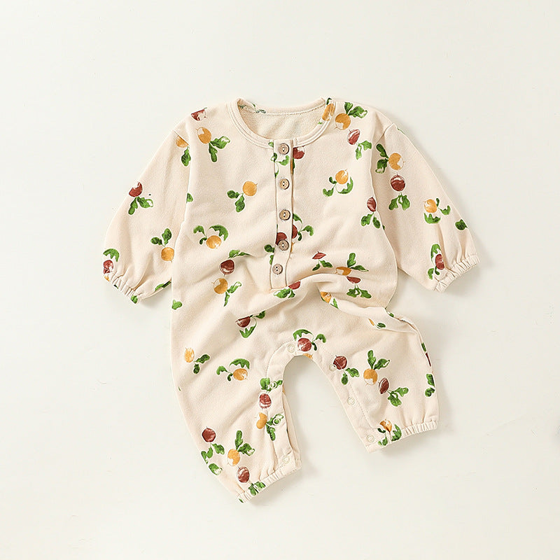 Autumn and Spring New Arrival Baby Unisex Cartoon Fruits Pattern Long