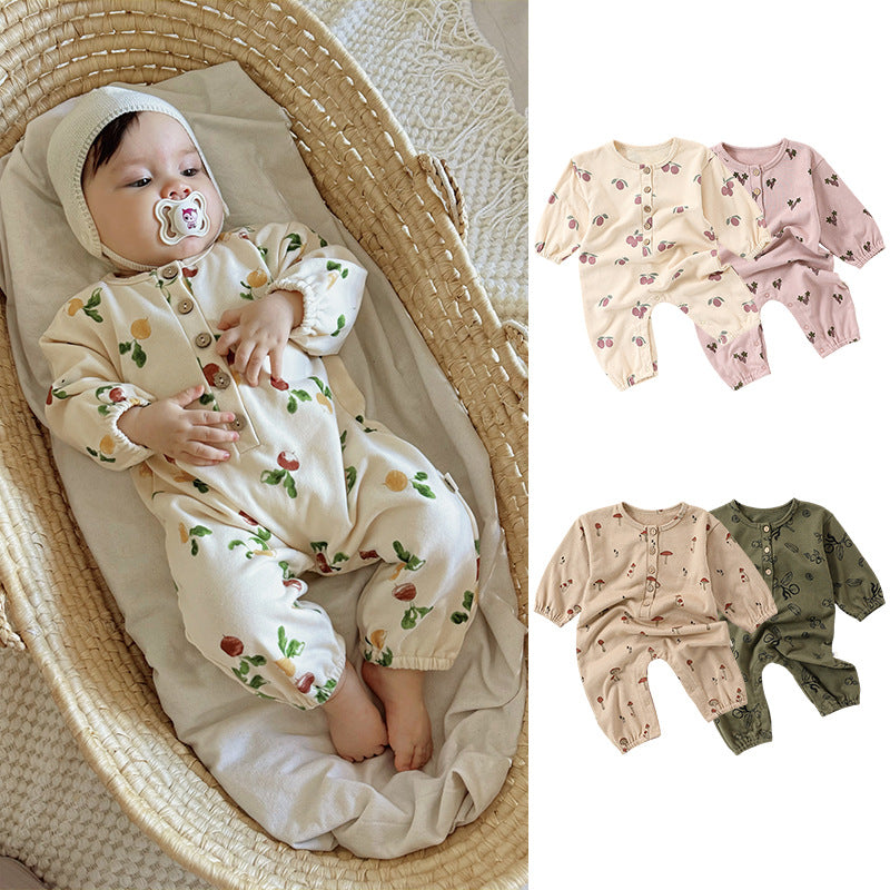 Autumn and Spring New Arrival Baby Unisex Cartoon Fruits Pattern Long