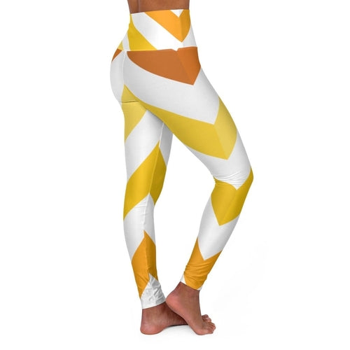 Womens High-waist Fitness Legging Yoga Pants - Yellow White